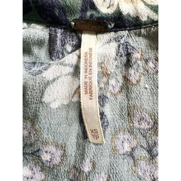 Free People Green Floral Flowy Boho Wings Long-Sleeves Tunic Top Mini Dress XS - Picture 10 of 10